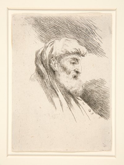 Anciano de larga barba, de perfil, vuelto hacia la derecha, de la serie Les petites têtes d