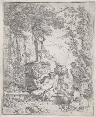 Pan reclinado ante un herma de Giovanni Benedetto Castiglione