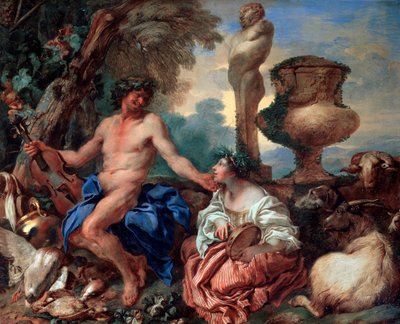 Escena pastoral. Fauno y pastora, 1650s de Giovanni Benedetto Castiglione