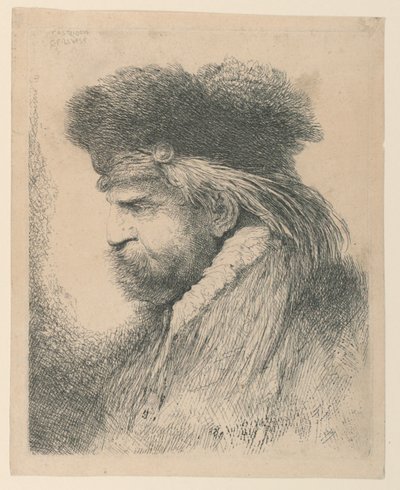 Retrato de un hombre con gorro de piel de Giovanni Benedetto Castiglione