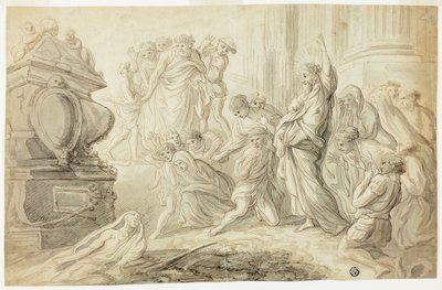 Resurrección de Lázaro (recto); Viajeros con carro fuera de la posada (verso) de Giovanni Benedetto Castiglione