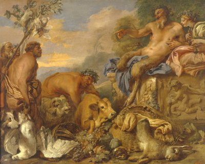 Sátiros trayendo sus regalos, principios de la década de 1640 de Giovanni Benedetto Castiglione