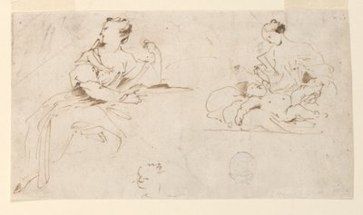 Mujer sentada, madre e hijo de Giovanni Benedetto Castiglione