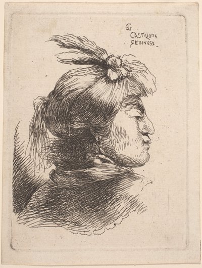 Pequeña cabeza oriental de Giovanni Benedetto Castiglione