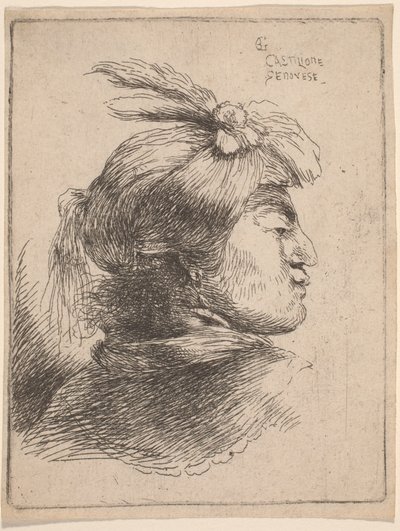 Pequeña cabeza oriental de Giovanni Benedetto Castiglione