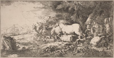 Los animales yendo hacia el arca de Giovanni Benedetto Castiglione