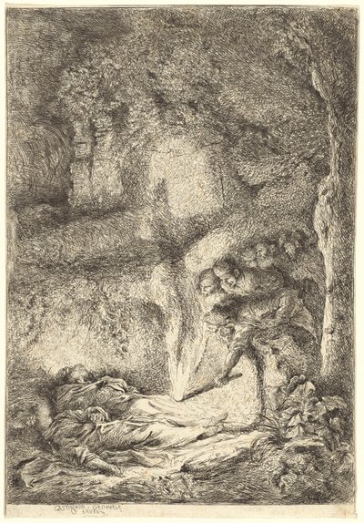 Los cuerpos de los santos Pedro y Pablo escondidos en las catacumbas de Giovanni Benedetto Castiglione