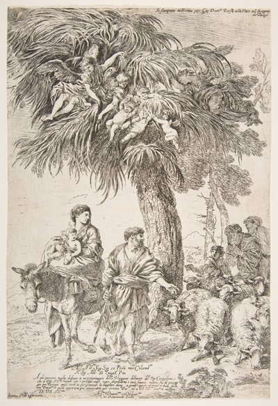 La Sagrada Familia en su huida a Egipto, ca. 1647 de Giovanni Benedetto Castiglione