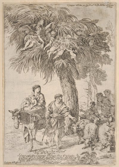 La Sagrada Familia en su huida a Egipto de Giovanni Benedetto Castiglione