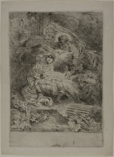 La Natividad con Dios Padre y ángeles de Giovanni Benedetto Castiglione