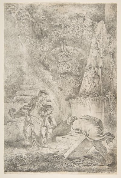 Teseo encontrando las armas de su padre, 1645 publicado 1648 de Giovanni Benedetto Castiglione