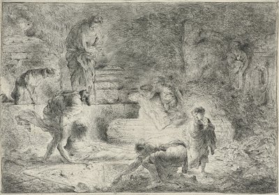 Tobías enterrando a los muertos, c.1647-51 de Giovanni Benedetto Castiglione