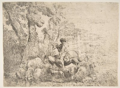 Joven pastor a caballo de Giovanni Benedetto Castiglione