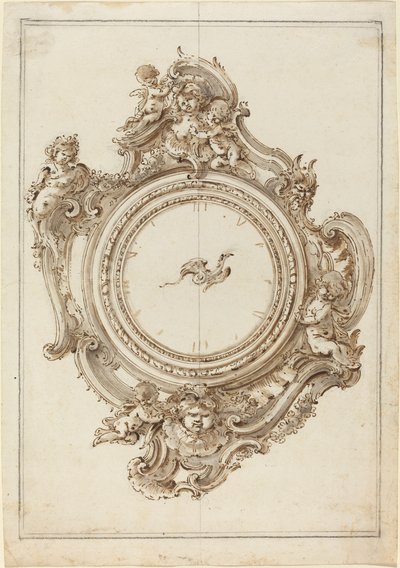 Un reloj rococó con sirenas, putti, máscaras y un ave del paraíso de Giovanni Bettati