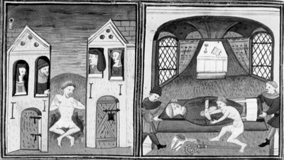 Decamerón, Andreuccio cae en la letrina; Andreuccio ayuda a saquear la tumba del obispo. Segundo día, cuento 5 de Giovanni Boccaccio