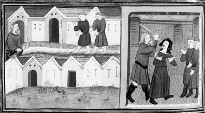 Decameron, Calandrino y sus amigos buscan el heli-tropo en el Mugnon; Calandrino golpea a su mujer. Octavo día, relato 1 de Giovanni Boccaccio