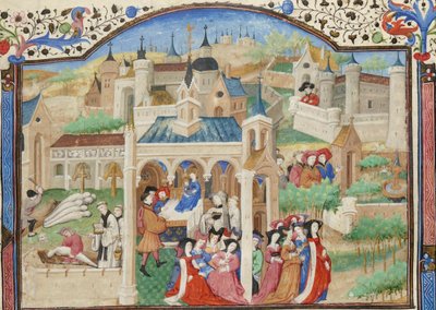 Decamerón, Salida de Florencia de los narradores del Decamerón de Giovanni Boccaccio