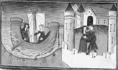 Decamerón, Gostanza a la deriva en un barco; Gostanza se reúne con Martuccio. Quinto día, cuento 2 de Giovanni Boccaccio