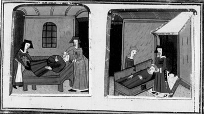 Decamerón, La esposa de Mazzeo cree que su amante ha muerto; la mujer esconde el cadáver en un baúl. Cuarto día, cuento 10 de Giovanni Boccaccio