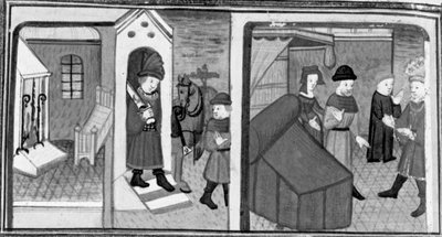 Decamerón, El caballero Lambertuccio escapa de la habitación de Isabella; el marido de la mujer encuentra al amante en la habitación . Séptimo día, cuento 6 de Giovanni Boccaccio