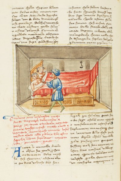 Decamerón, El pasado; Girolamo Sighieri en la habitación de Salvestra, Cuarto día, relato 8. de Giovanni Boccaccio