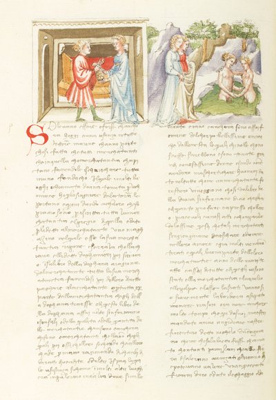 Decamerón, Liaison dangereuse Salabaetto et Jancofiore se baignant, Día ocho, relato 10. de Giovanni Boccaccio