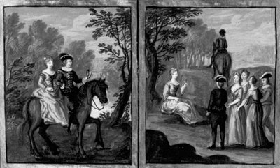 Decamerón, Madame Oretta acepta cabalgar con un jinete; Oretta desmonta. Sexto día, cuento 1 de Giovanni Boccaccio