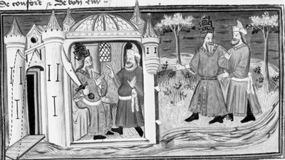 Decamerón, Melquisedec cuenta a Saladino la parábola de los tres anillos; los dos hombres se hacen amigos. Primer día, cuento 3. de Giovanni Boccaccio
