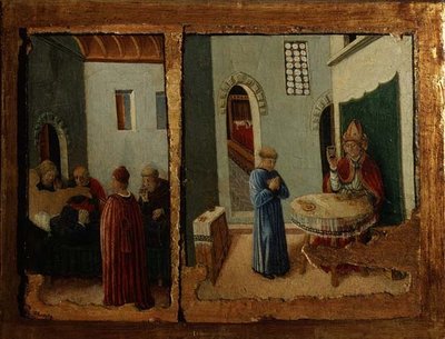 Dos escenas de la vida de San Sabino de Giovanni Boccati or Boccatto