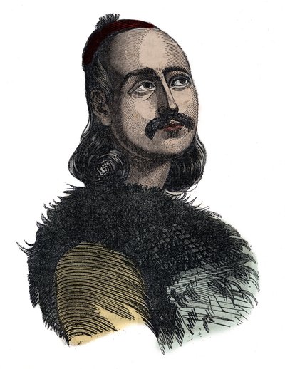 Markos Botsaris (Marco Botzaris) general y héroe de la Guerra de Independencia Griega 1788-1823 - grabado por Giovanni Boggi de Giovanni Boggi