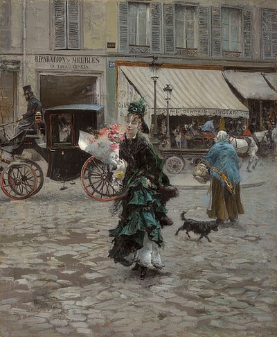Al cruzar la calle. 1873-75 de Giovanni Boldini