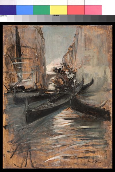 Canal en Venecia con góndolas de Giovanni Boldini