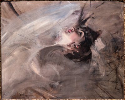 Medio cuerpo de mujer joven tumbada de Giovanni Boldini
