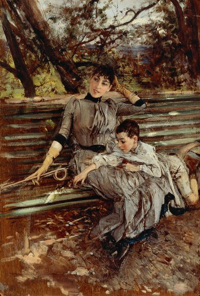 En el jardín o Alaide y Ottavio Banti, circa 1884, por Giovanni Boldini (1842-1931) de Giovanni Boldini