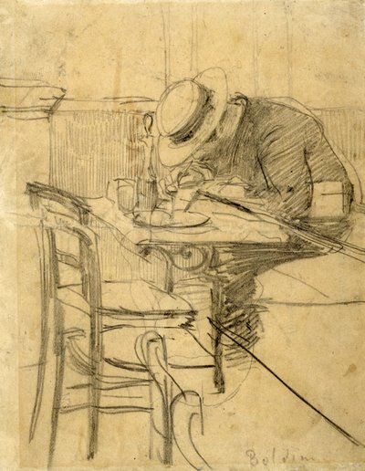 El pintor Helleu sentado en una terraza de café de Giovanni Boldini