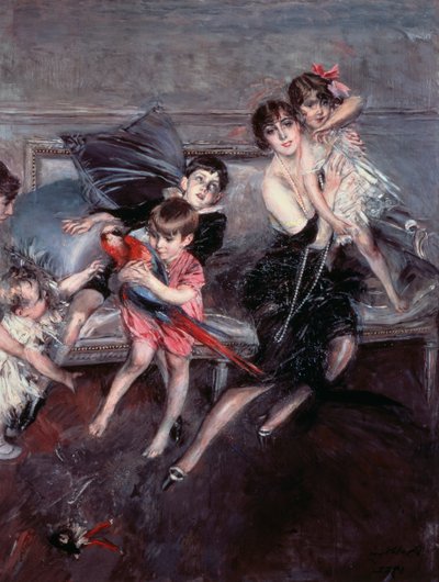 Sra. Edwards con cuatro niños y niñera de Giovanni Boldini