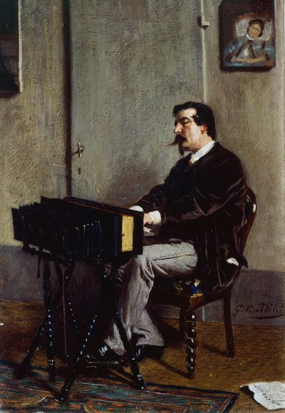 Pintor Cristiano Banti en el armonio de Giovanni Boldini