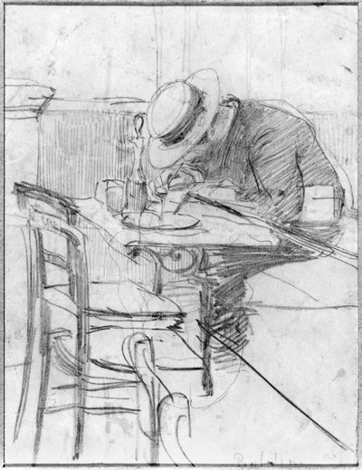 Paul Cesar Helleu en una mesa en un café de Giovanni Boldini
