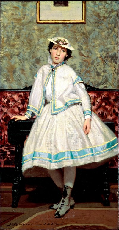 Retrato de Alade Banti en blanco. Pintura de Giovanni Boldini (1842-1931) de Giovanni Boldini