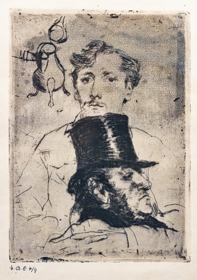 Retrato de Rodenbach (aguafuerte y punta seca) de Giovanni Boldini