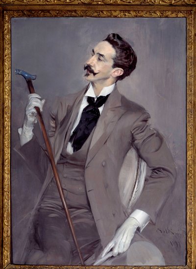 Retrato del Conde Robert de Montesquiou (1855-1921), escritor dandi francés de Giovanni Boldini