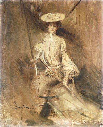 Retrato de una Dama Sentada con un Parasol de Giovanni Boldini