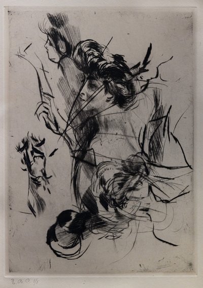 Retrato de mujer joven con figuras de Giovanni Boldini