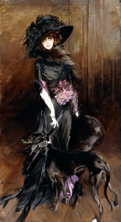 Retrato de la Marquesa Luisa Casati, con un galgo, 1908 de Giovanni Boldini
