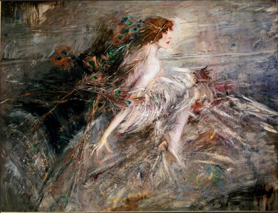 Retrato de la Marquesa Casati con Plumas de Pavo Real de Giovanni Boldini