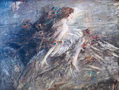 Retrato de la marquesa Casati con plumas de pavo real de Giovanni Boldini