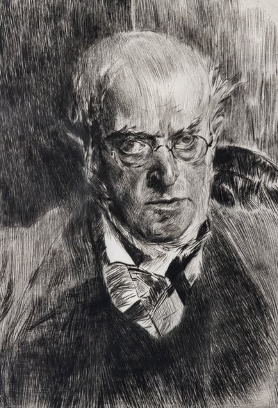 Retrato del pintor Adolph Menzel, detalle de Giovanni Boldini