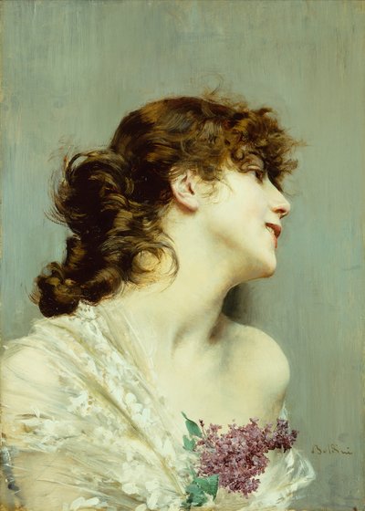 Perfil de una mujer joven (óleo sobre tabla) de Giovanni Boldini