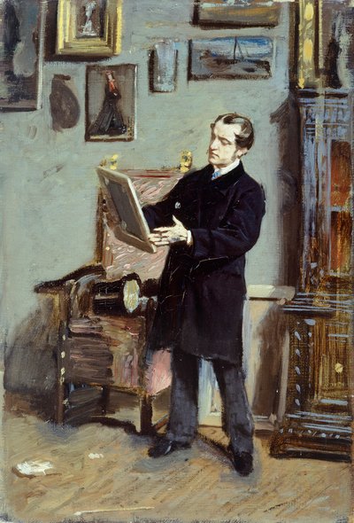 Autorretrato de Giovanni Boldini mirando un cuadro de Giovanni Boldini