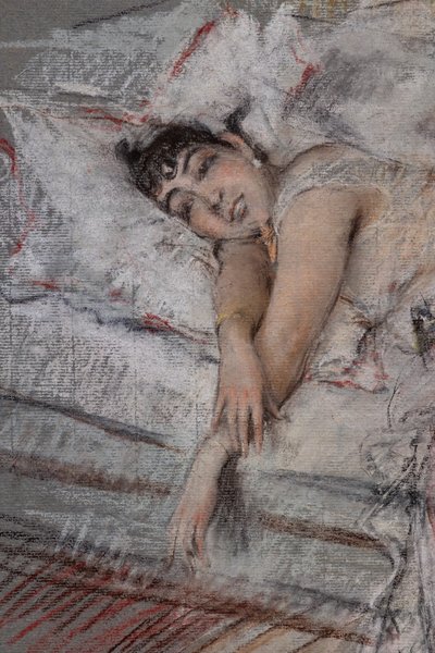 La condesa de Rasty en la cama, detalle de Giovanni Boldini
